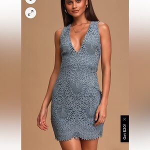 Lulus Truly Beloved Dress in Dusty Blue, Size XLarge, NWT